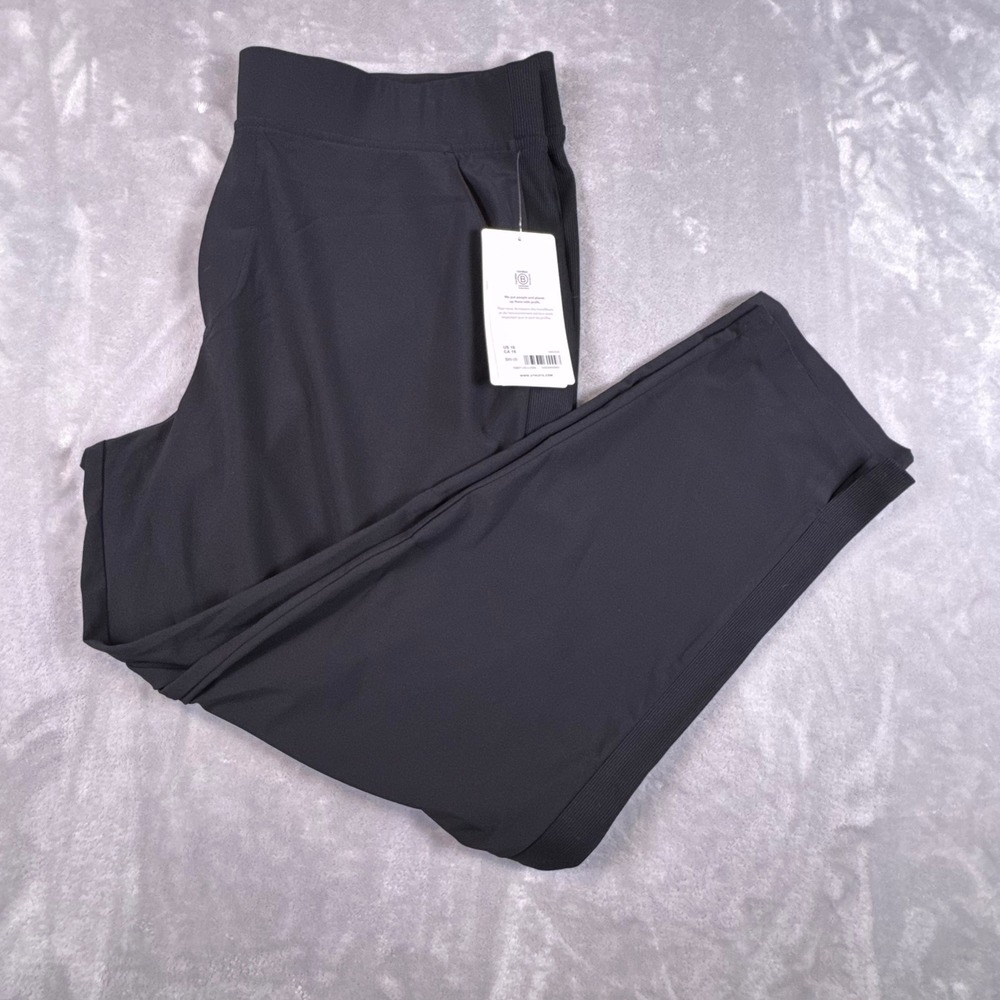 Athleta Brooklyn Ankle Pant Black High Rise Tapered Trousers Size 14 NEW